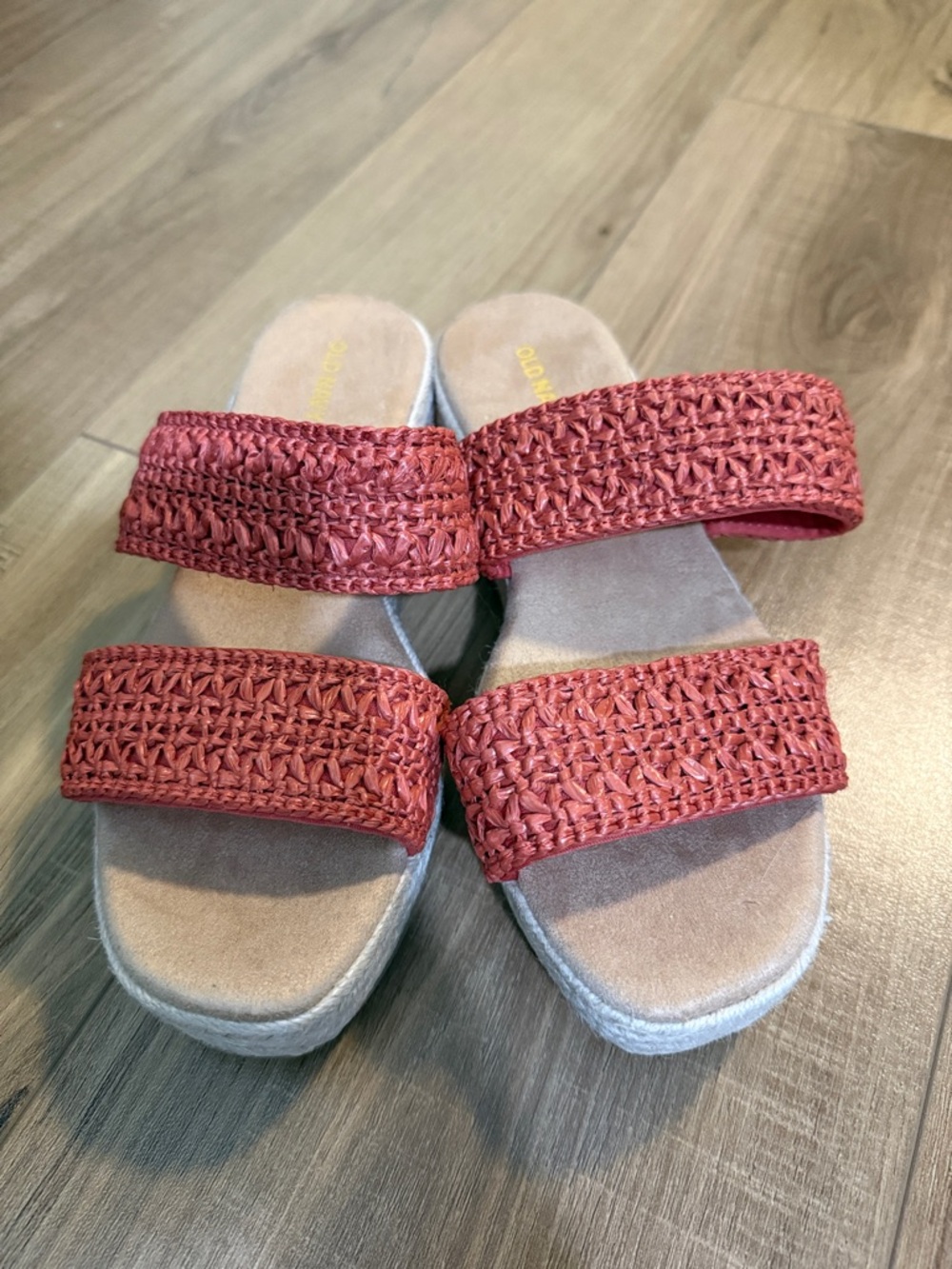 Old Navy Red Woven Double-Strap Slide Sandals